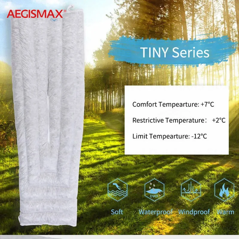 AEGISMAX TINY Camping Sleeping Bag 850FP Goose Down Mummy Survival Ultralight Portable Sleeping bag Winter Camping Accessories
