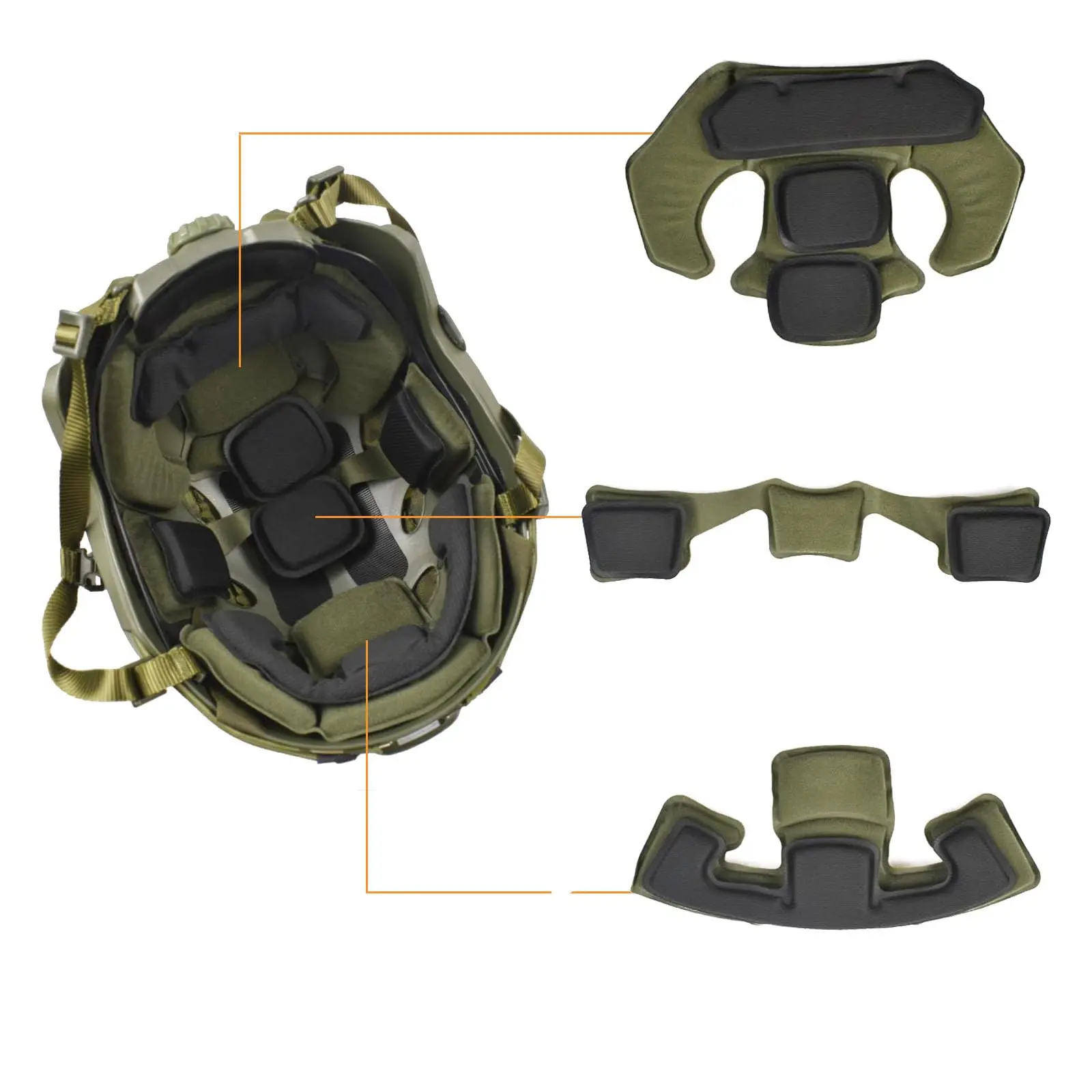 Airsoft Fast Helmet Set Tactical Paintball Helmet with Headset Memory Foam Protective Pad Adjustable Size for Adult Teenager