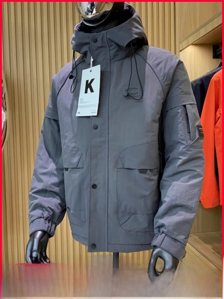 

Модная утепленная мужская хлопковая куртка с капюшоном и ромбовидным узором для осени и зимы, для пар