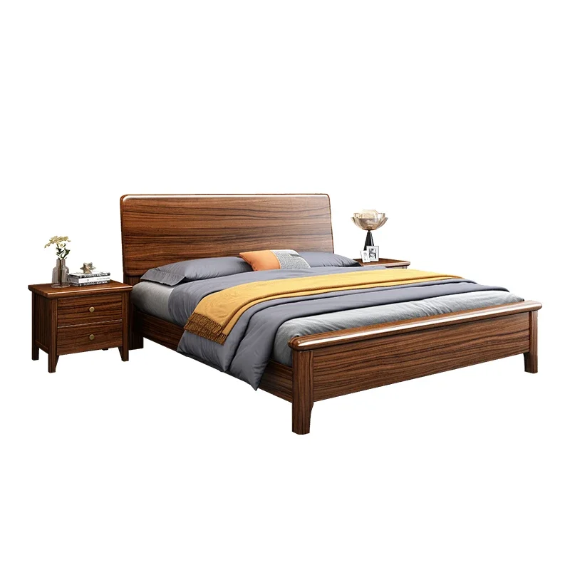 

Nordic Ebony Solid Wood Bed: 1.8 Meters, Exuding Minimalist Charm, Ideal for Cozy Compact Apartment Bedrooms, Committed to Premi