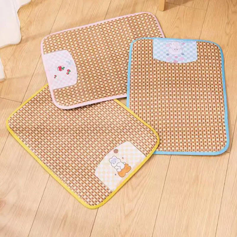 Pet cooling mat, double-sided rattan woven mat for summer cooling, dog specific mat