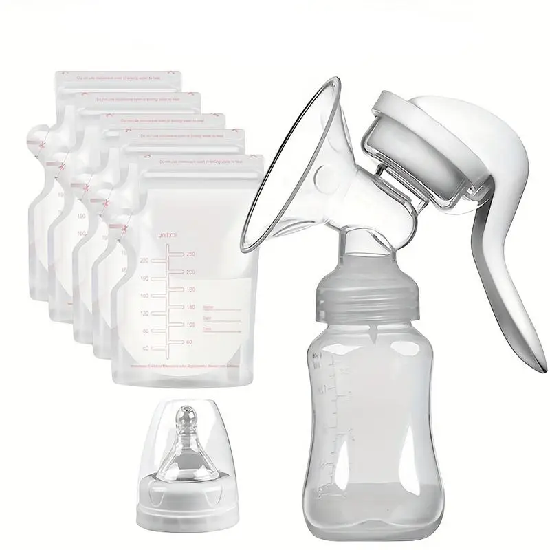 Manually Press The Breast Pump + Milk Storage Bag + Black Marker Pen Set