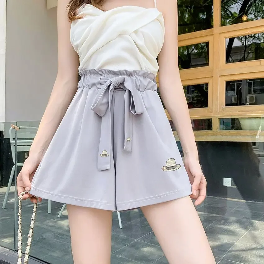 Pantaloni corti femminili in vita elastica nera Pantaloncini alti da donna da indossare Harajuku Fashion Design giovanile Y2k Vintage per l'estate calda