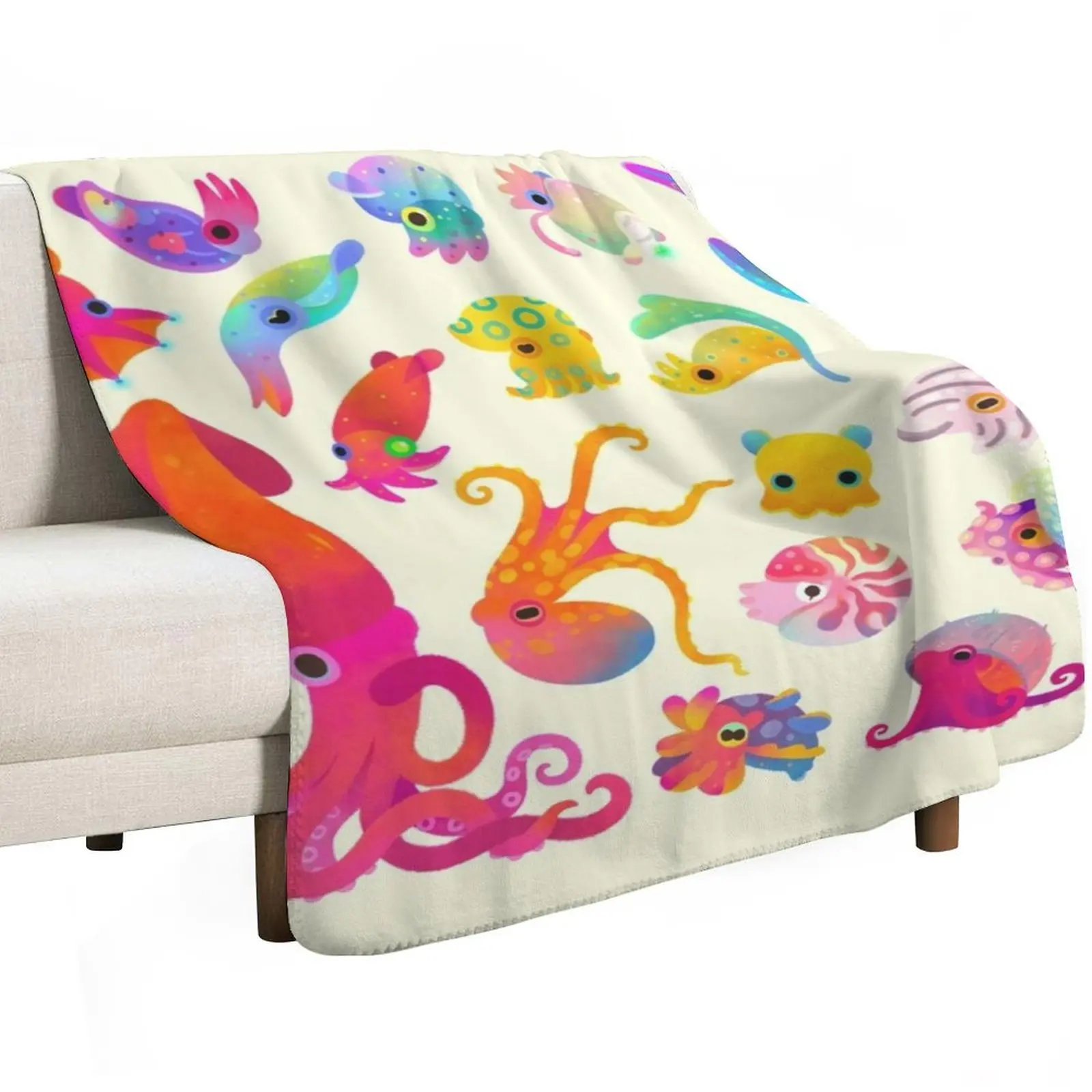 

Cephalopod - pastel Throw Blanket blankets and throws Decoratives Soft Plaid Sleeping Bag Blankets