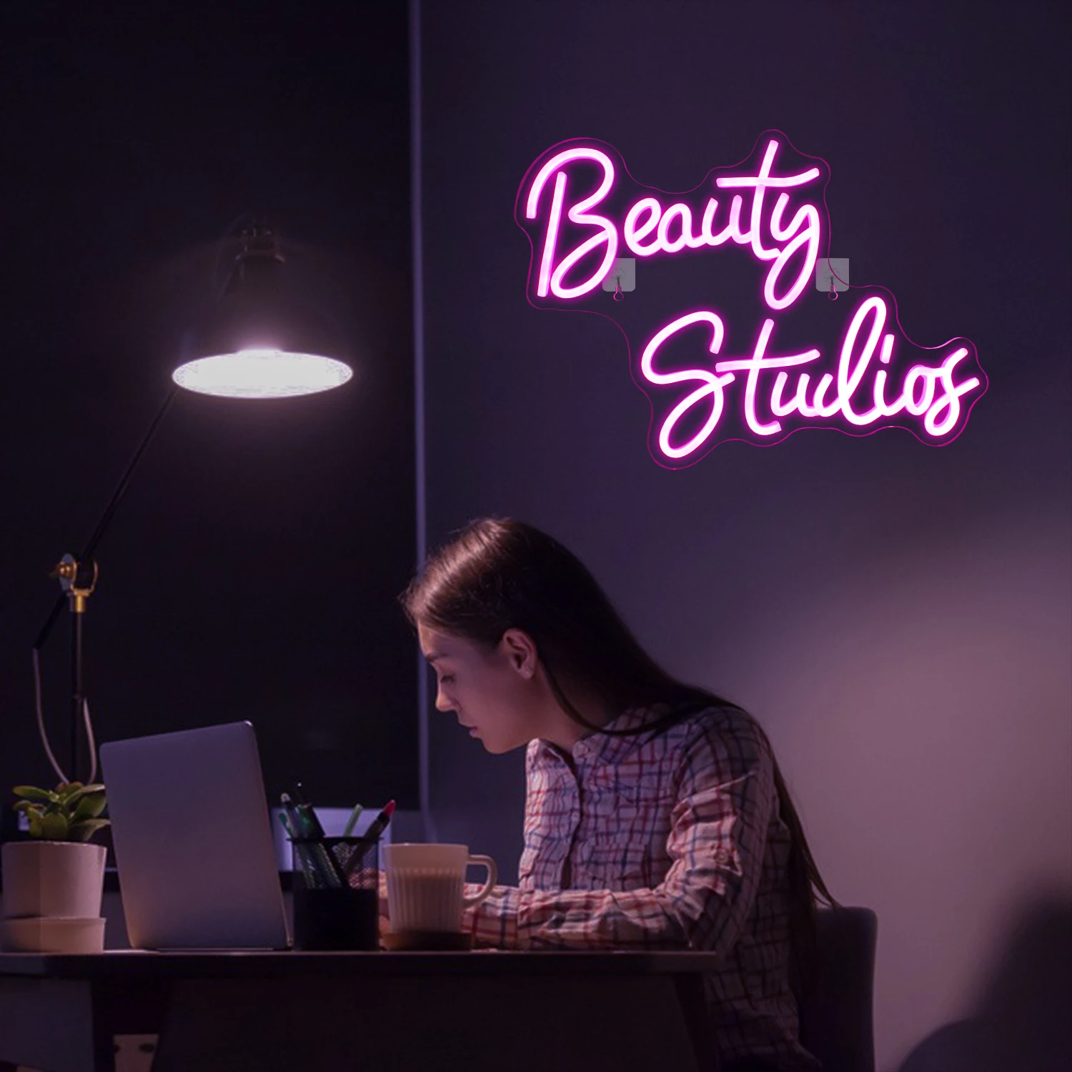 Wanxing Beauty Studio Neon Light LED Sign Pink Lamp For Office Home Bedroom Acrylic Luminiso Sign Personalized Wall Decoration