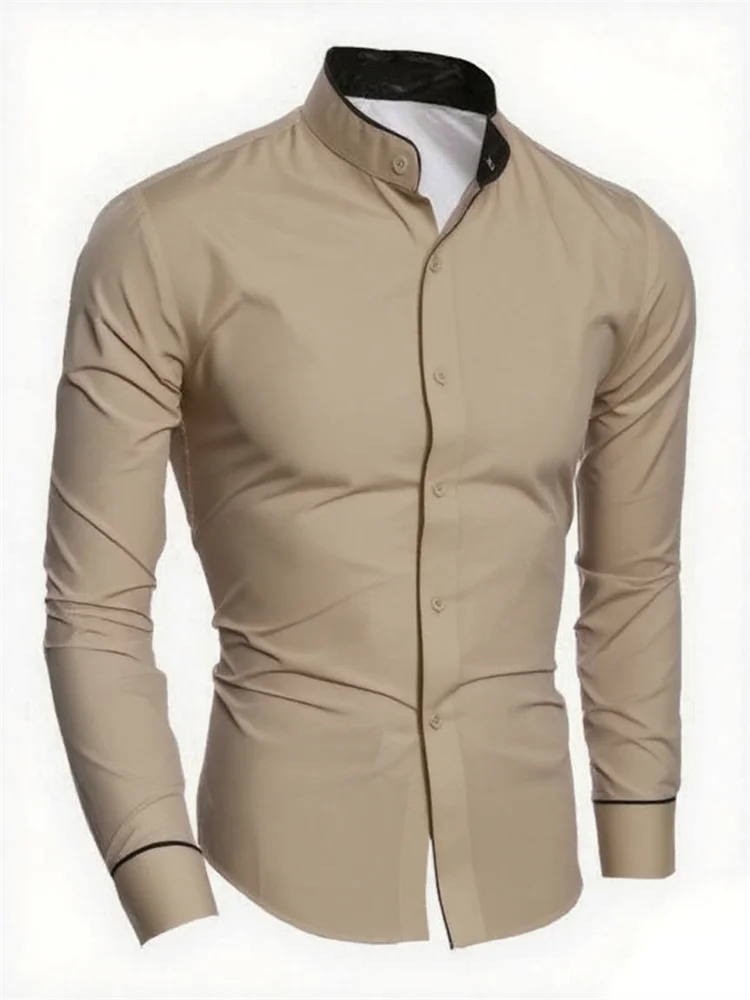 เสื้อเชิ้ตผู้ชาย เสื้อเชิ้ตแขนยาวสีขาวทรงเข้ารูป เสื้อผ้าบุรุษลําลองสําหรับธุรกิจ ผ้านุ่มคุณภาพสูง ไซส์ XS-6XL