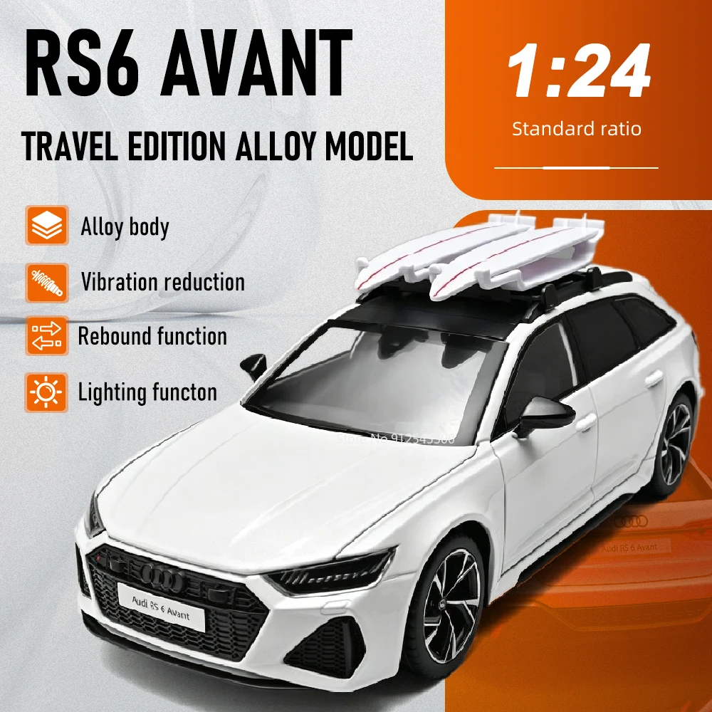 

1:24 Scale RS6 AVANT RS7 Model Car Toy Linkage Steering Doors Opened Sports Cars Shock Absorption Models for Boys Presents