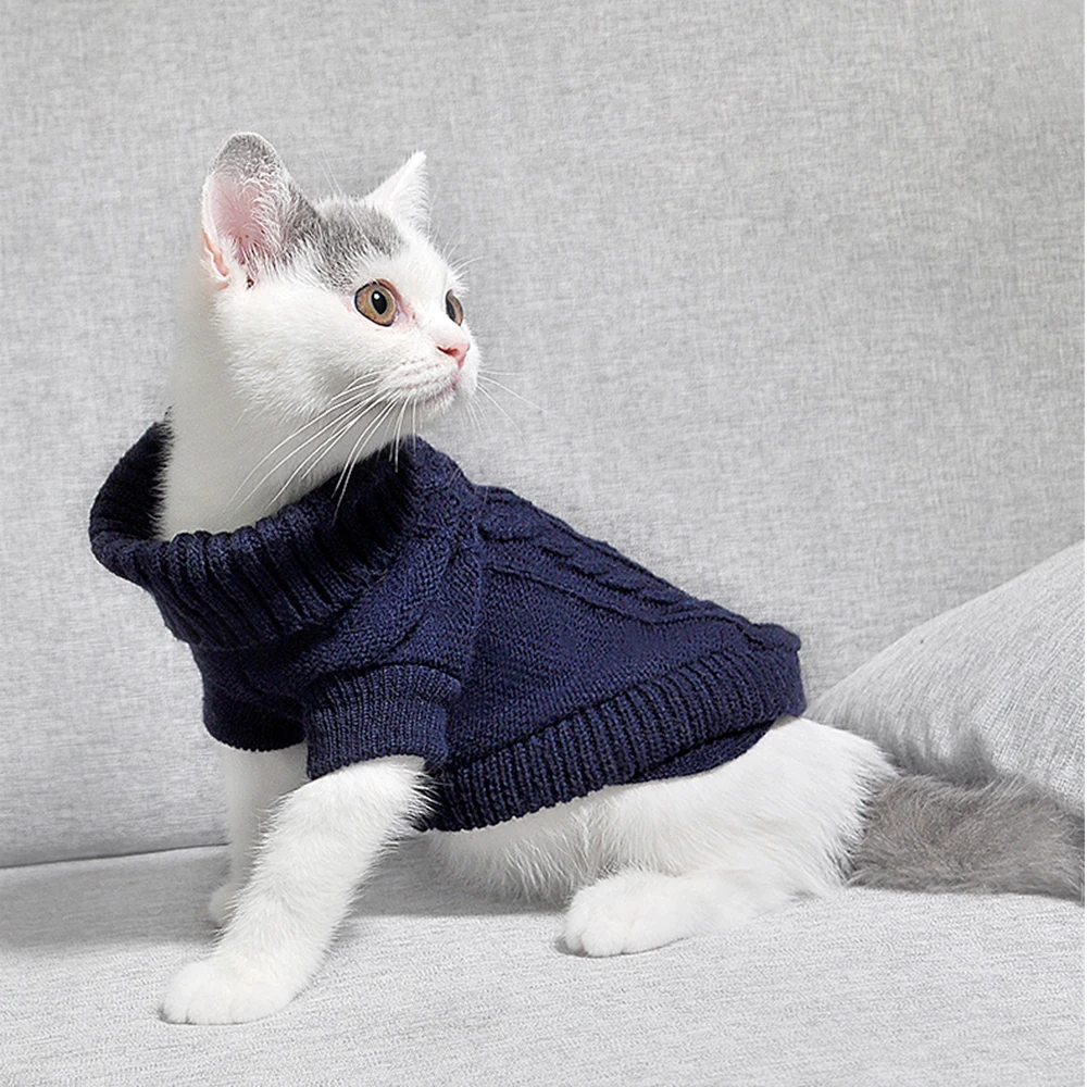 Pet Cat Sweater Winter Warm Cotton Cat Clothes Knitted Puppy Sweater Kitten Cloth Cat Vest For Small Medium Cats Dogs Chihuahua - Image 3