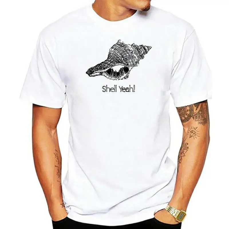 Shell Yeah!Screen-printed T-shirt ShellHandmadeOceanCoastal men t shirt