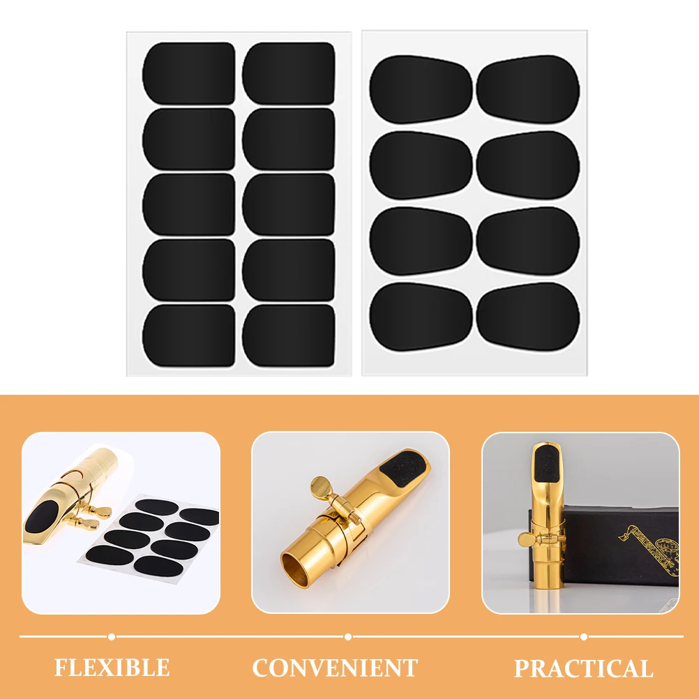 

6 Sheets Saxophone Tooth Pad Tenor Mouthpiece Patch Bass Alto Pads and Clarinet Cushion Cushions Black Holder