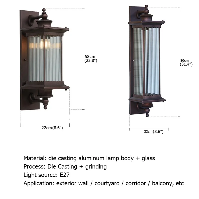 Applique da parete retrò per esterni di aprile lampada a LED classica impermeabile decorativa per la casa per portico