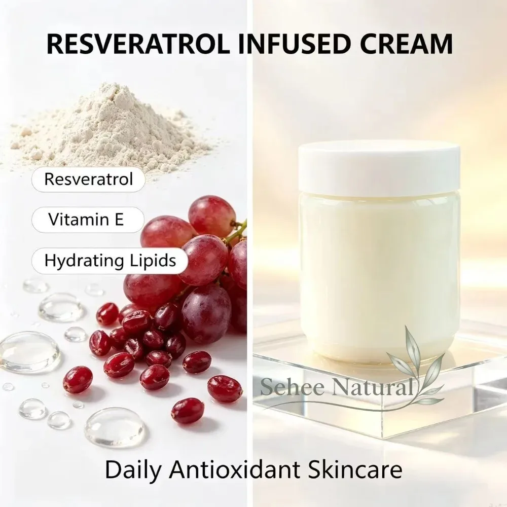Resveratrol Antioxidant Face Cream Hydrating Moisturizer for Dull Dry Skin Daily Radiance and Smooth Skin Care 300g