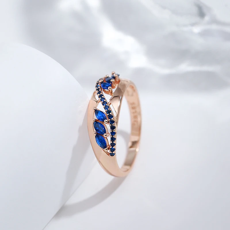 Kinel Hot Sparkling Purple Zircon Rings for Women Luxury 585 Gold Color Unusual Party Wedding Jewelry Daily Accessories