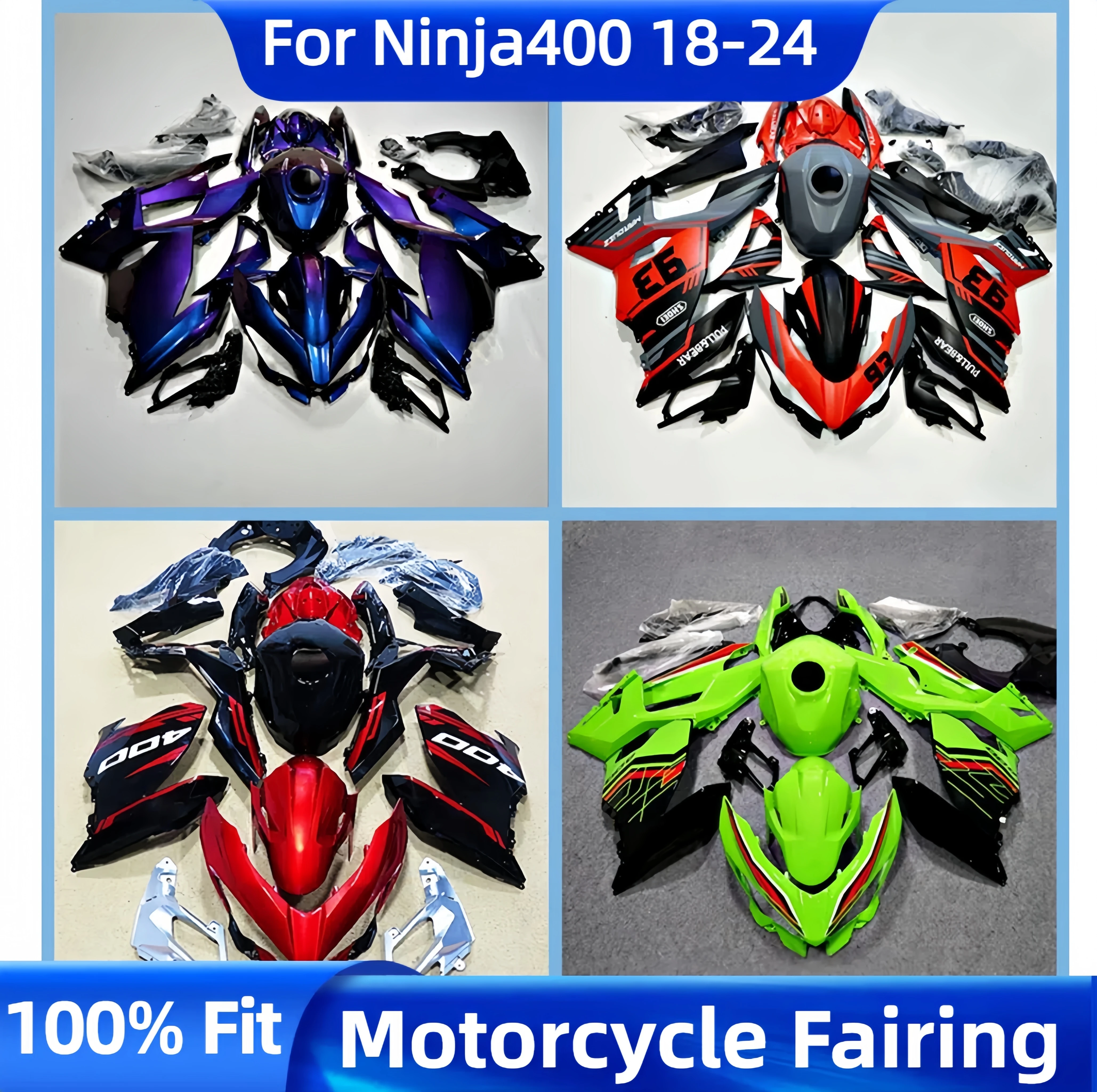 Motorcycle Fairings Kit Fit For KAWASAKI NINJA 400 EX400 Ninja400 2018-2024 Bodywork Set High Quality ABS Injection Full Fairing