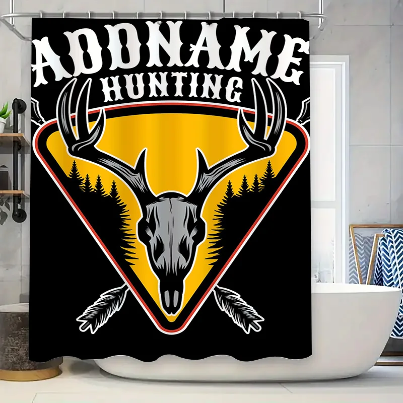 

Customizable Bathroom Decor Set Hunting Skull Shower Curtain with AddName Personalization for Home Decoration in Bath Accessorie