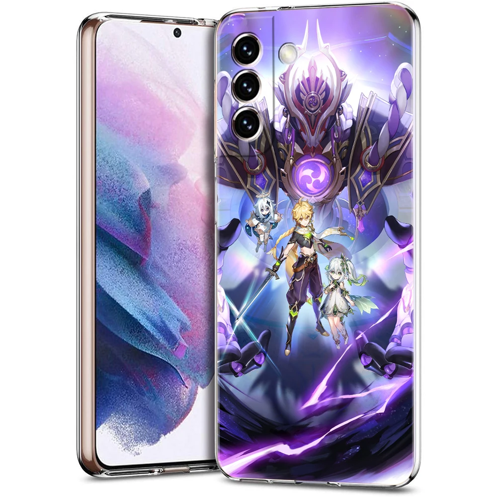 Genshin Impact Landschap Telefoonhoes Voor Samsung Galaxy S24 Plus S23 S22 S21 S20 Fe Ultra 5G S10 S10e S9 Doorzichtige Siliconen Hoes