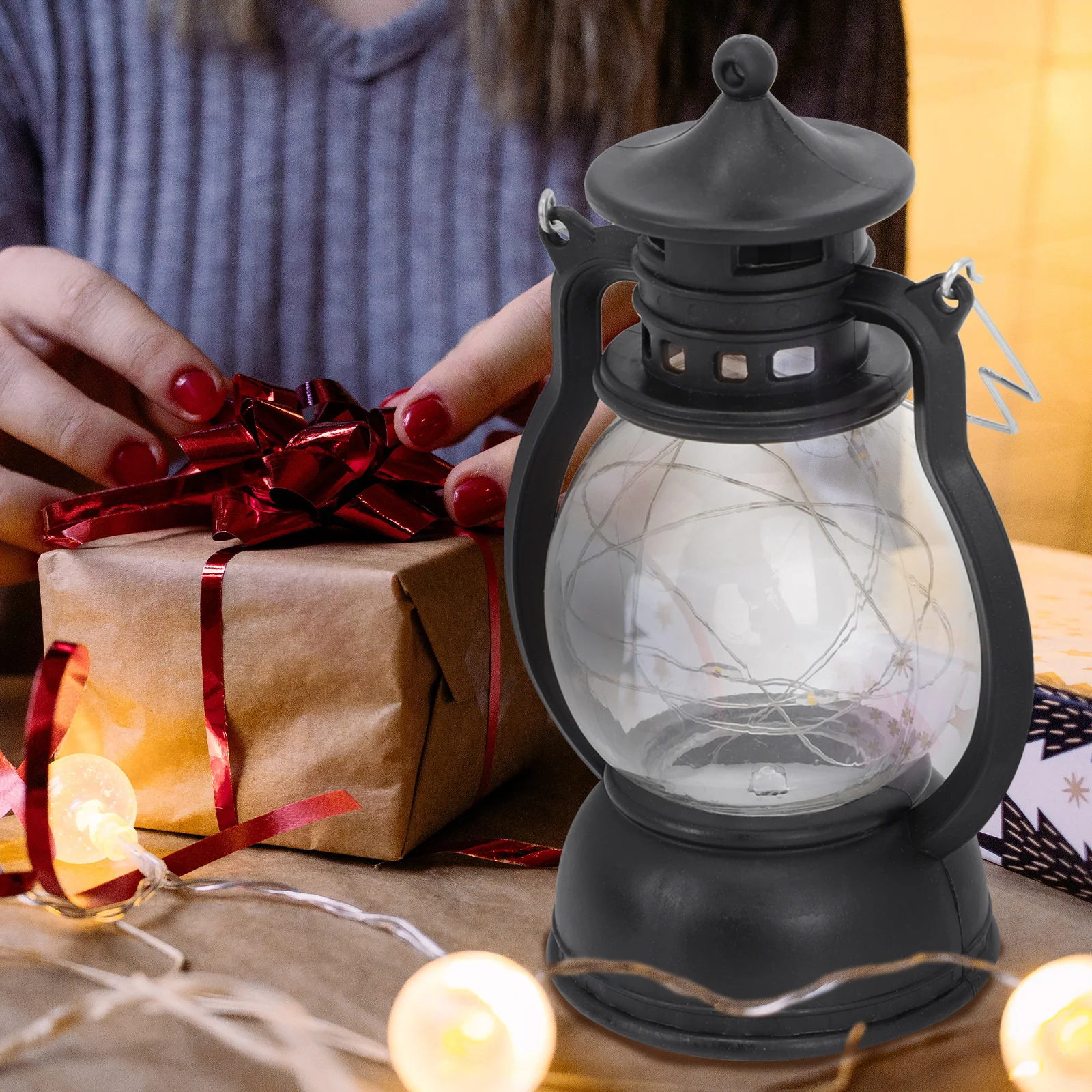 

2Pcs Retro Small Oil Lamp Lantern Hanging Light Ch Decorative Solar Lights Durable Plastic Outdoor naments