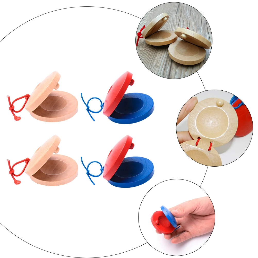 

4 Pcs Percussion Soundboard Kid Instruments Castanets Wooden Musical Toys Child