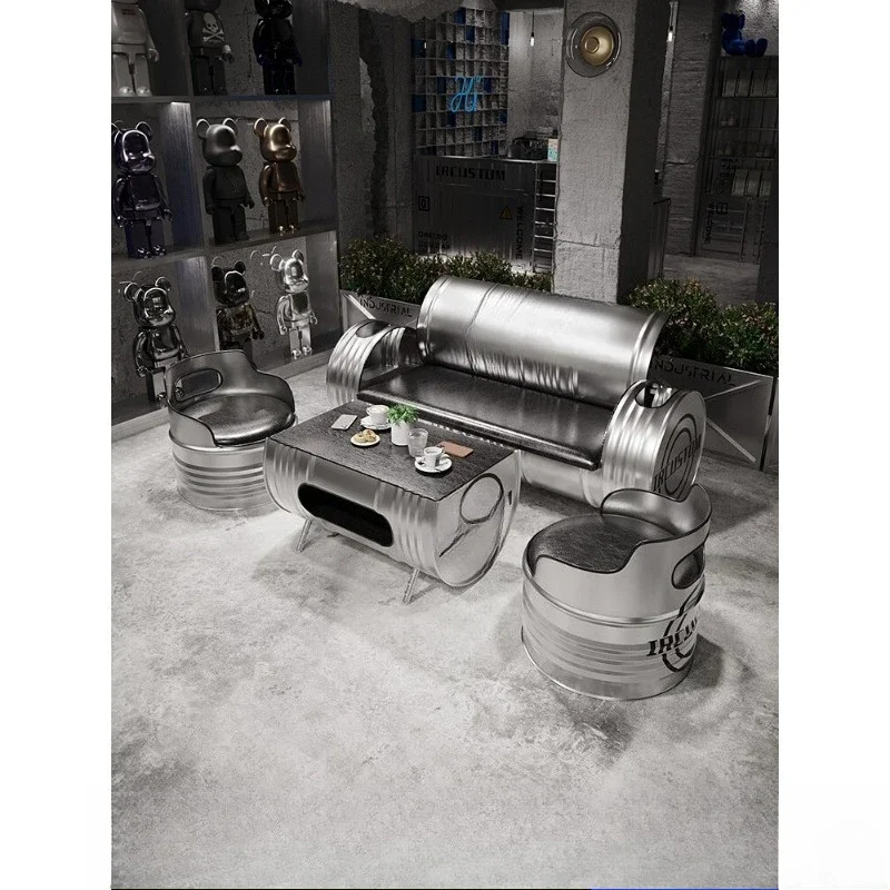 

Creative oil drum card seat sofa office reception room bar clothing store industrial style wrought iron
