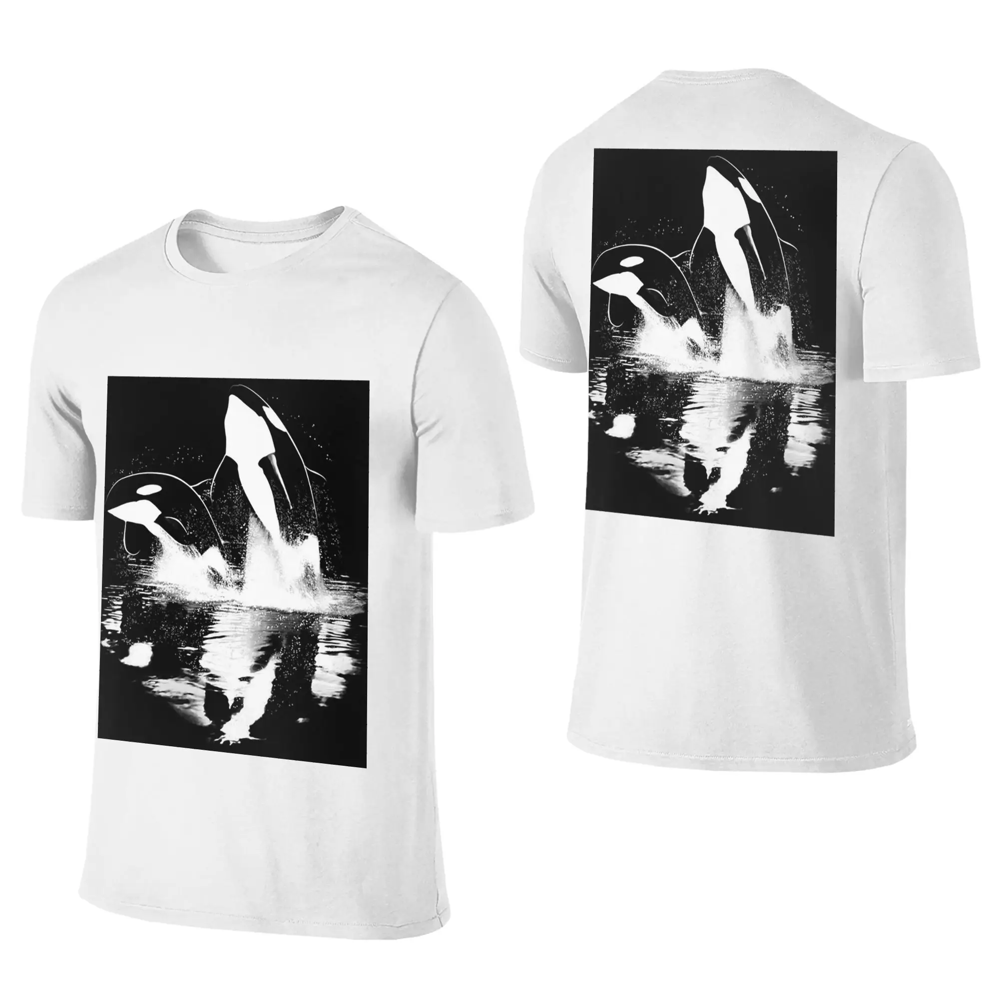 100% Cotton Orca Aquatic Sea Ocean Killer Whale T-Shirt Men's Double Sided T Shirt Men Round Neck Summer Shirts Tops S-6XL