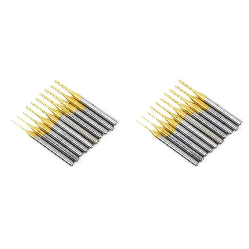 

ABUP-20 Pieces Titanium Coated Engraving Milling Cutter Carbide Bits, 0.8-3Mm, 1/8Inch Shank End Mill Sets For Rotary Tools