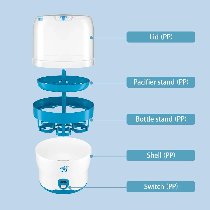 2022 new glass bottle sterilizer fast heating High capacity easy to use baby feeding bottle steam sterilizer