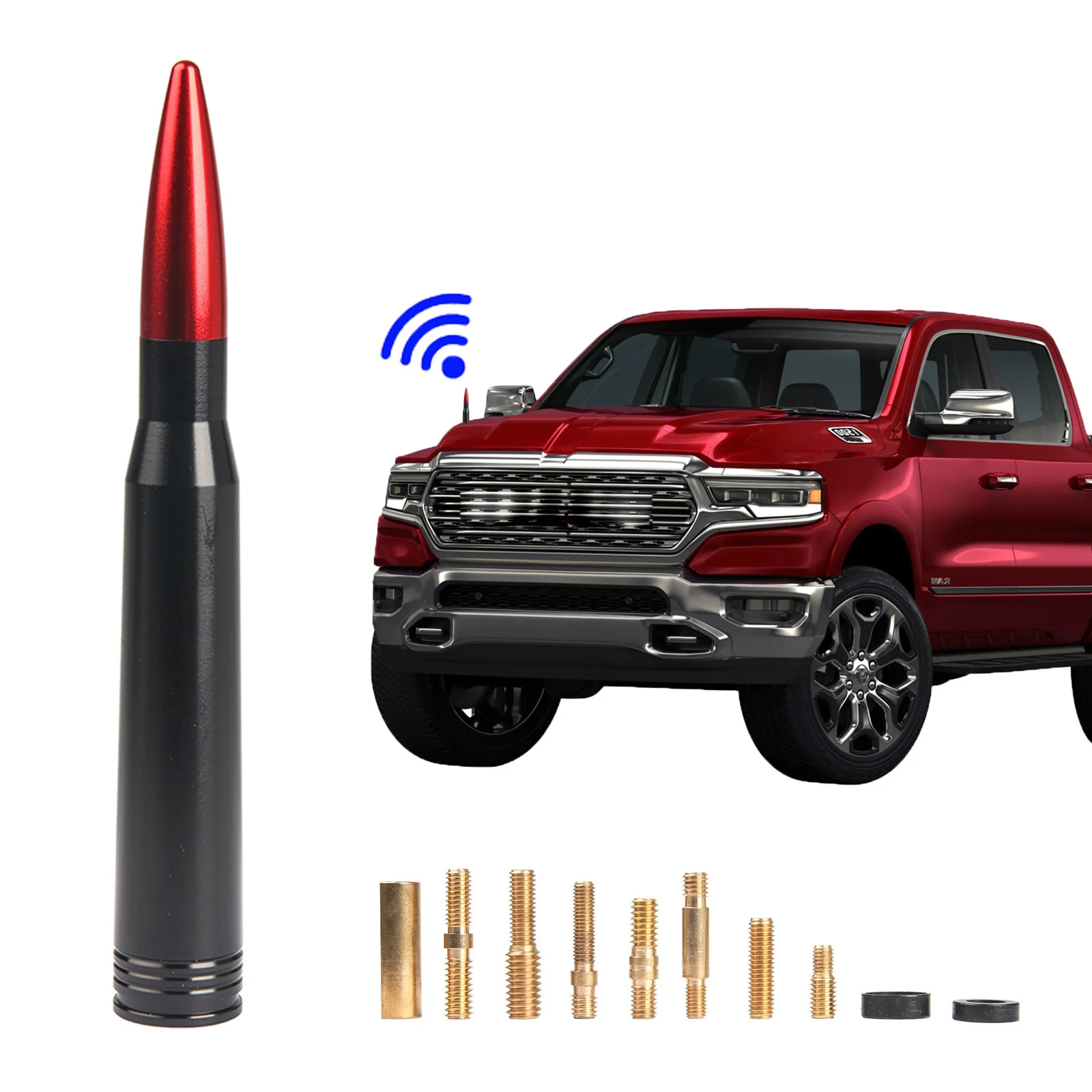 RAMBLE-RAM Accessories Bullet Style Antenna Trucks SUV Sedan Replacement Antenna Kit for Dodge RAM-1500 2500 3500