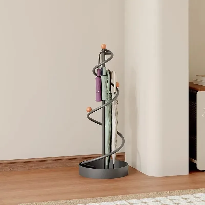 Modern Black Metal Umbrella Storage Rack Spiral Stand for Foyer Entrance Simple High End Style Organizer Holder