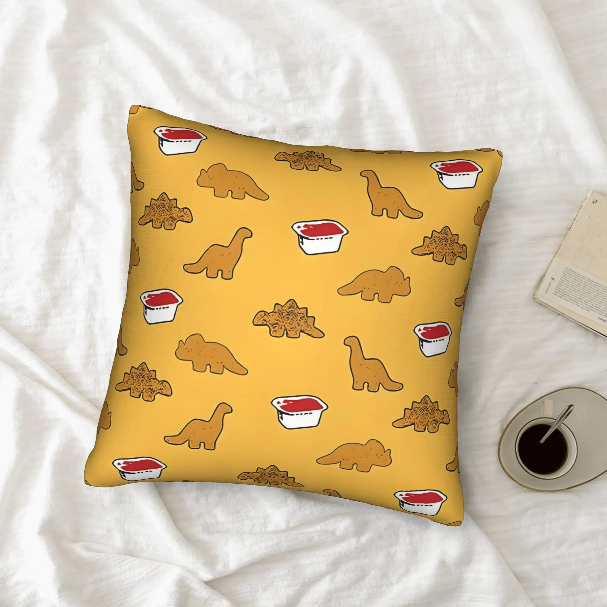 1PC Dinosaur Pattern Decorative Pillowcase, Washable Cushion Cover for Home Bedroom Living Room, Pillow Insert Not Included