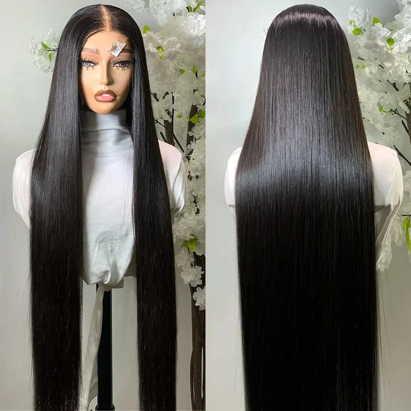 30 38 Inch Bone Straight Transparent 13x6 Lace Frontal Human Hair Wigs 250 Density Brazilian Remy 13x4 Lace Front Wig For Women