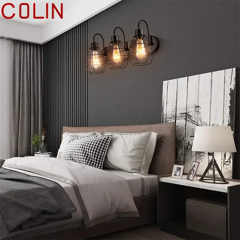 COLIN Retro Wall Light Luminárias internas Scones Montadas Originalidade Design Loft Quarto LED Lâmpada Industrial