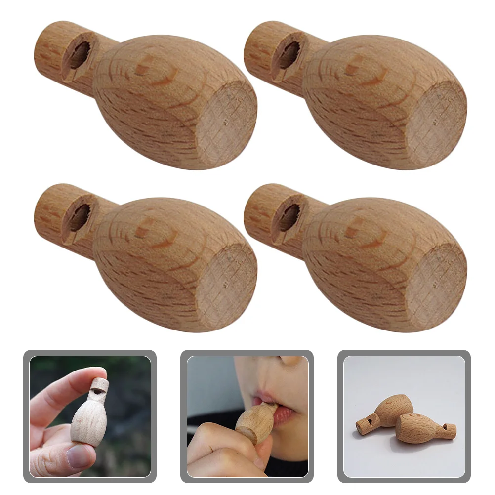 4 Stücke Unvollendete Holzpfeife DIY Kinder Musikinstrument Handwerk Malerei Tragbare Pädagogische Pfeife Musikspielzeug