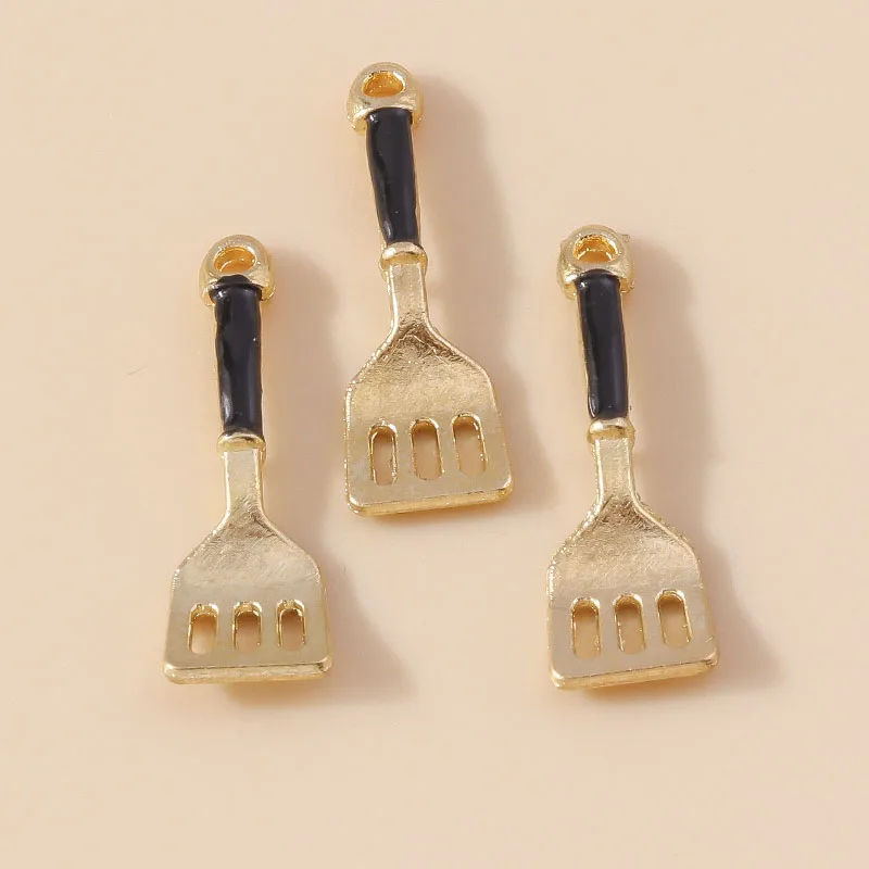 Leslie 10 Stück niedliche Emaille-Anhänger in Form von Spateln und Spiegeleierchen für Armbänder, Halsketten, Ohrringe, handgefertigte Schmuckstücke – Detail 11