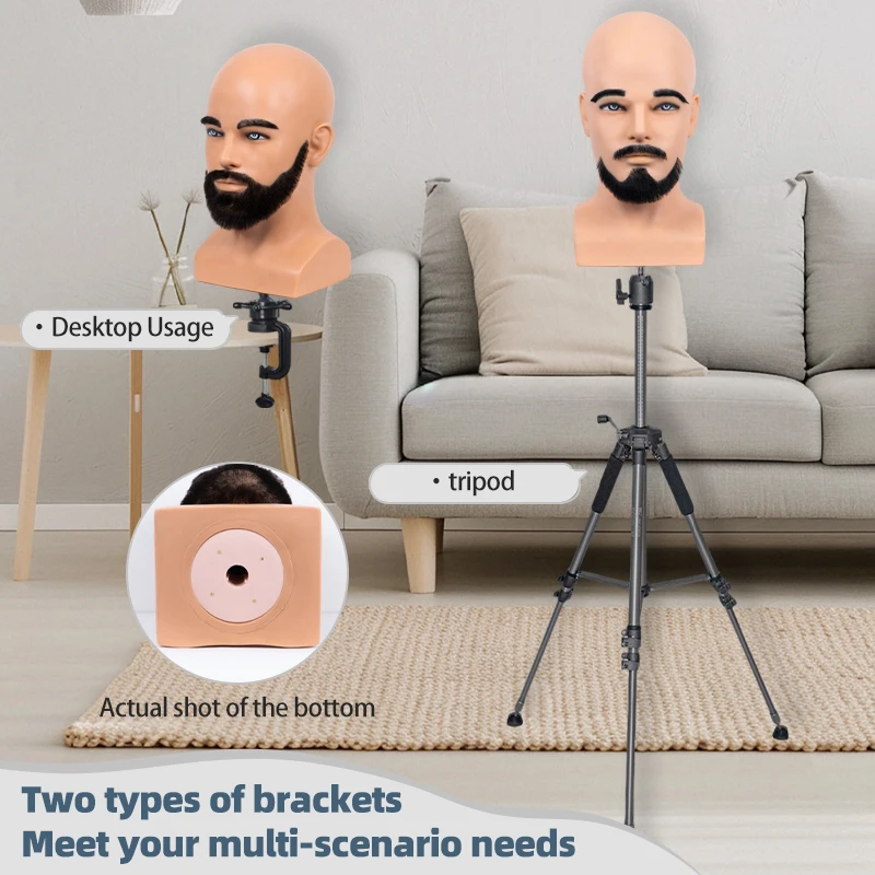 추안 상 남성용 실제 수염 연습용 수염 트리밍 모자 안경 디스플레이 마네킹 헤드 L90 시리즈