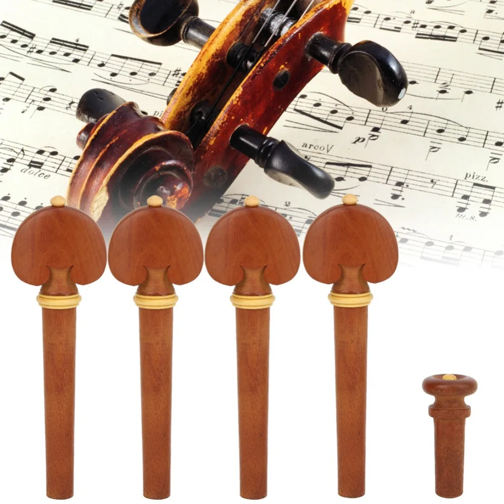 Durable Jujube Wood Violin Tailpiece Set Wooden Color Violin Tuning Pegs Violin Parts Kit Violin Replacement