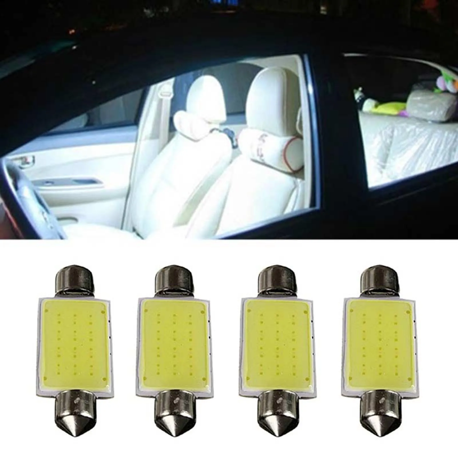 

4pcs LED Car Interior Dome Lamp Waterproof Stabilized Capacitance Car Dome Lamp for Replacement of Indicator Lights