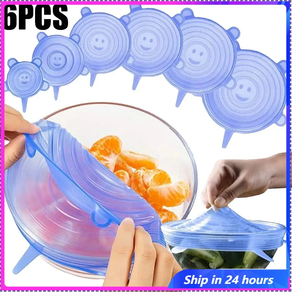 

Food Grade Silicone Preservation Cover Reusable Airtight Food Universal Dish Stretch Round Lids For Kitchen Accessories