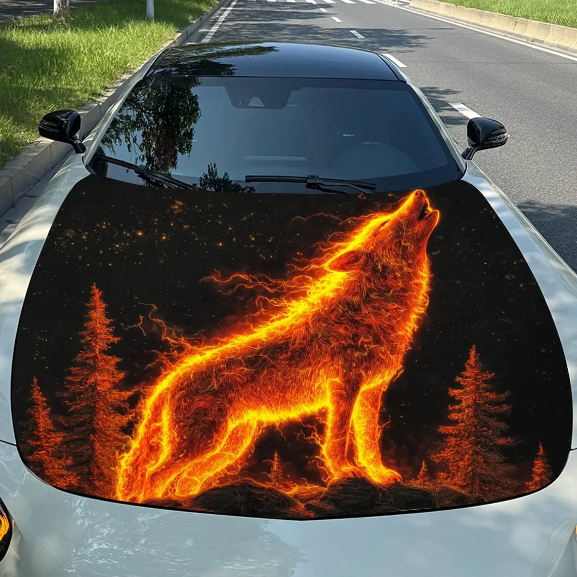 Flame Wolf Car Hood…