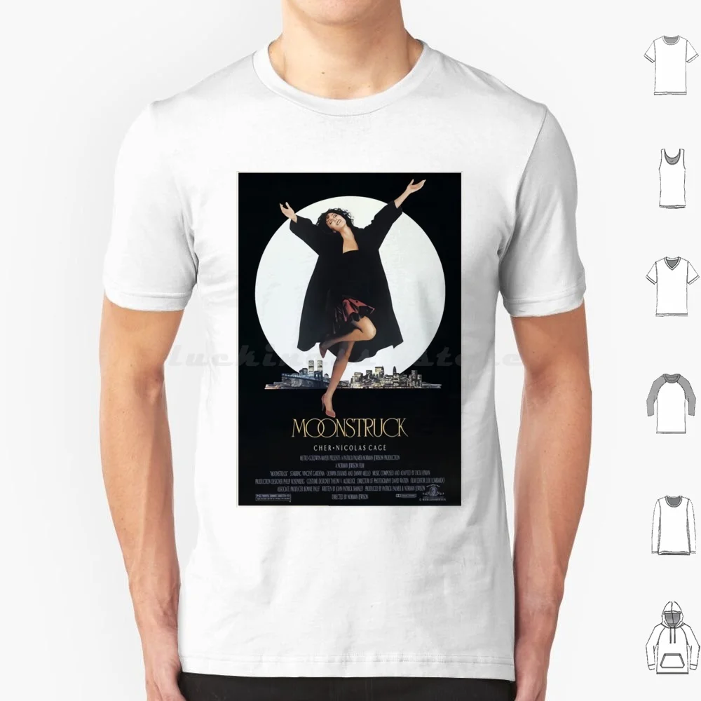 Moonstruck Poster T Shirt 6xl Cotton Cool Tee Cinema Movie Film Hottime Family Happy Love Funny