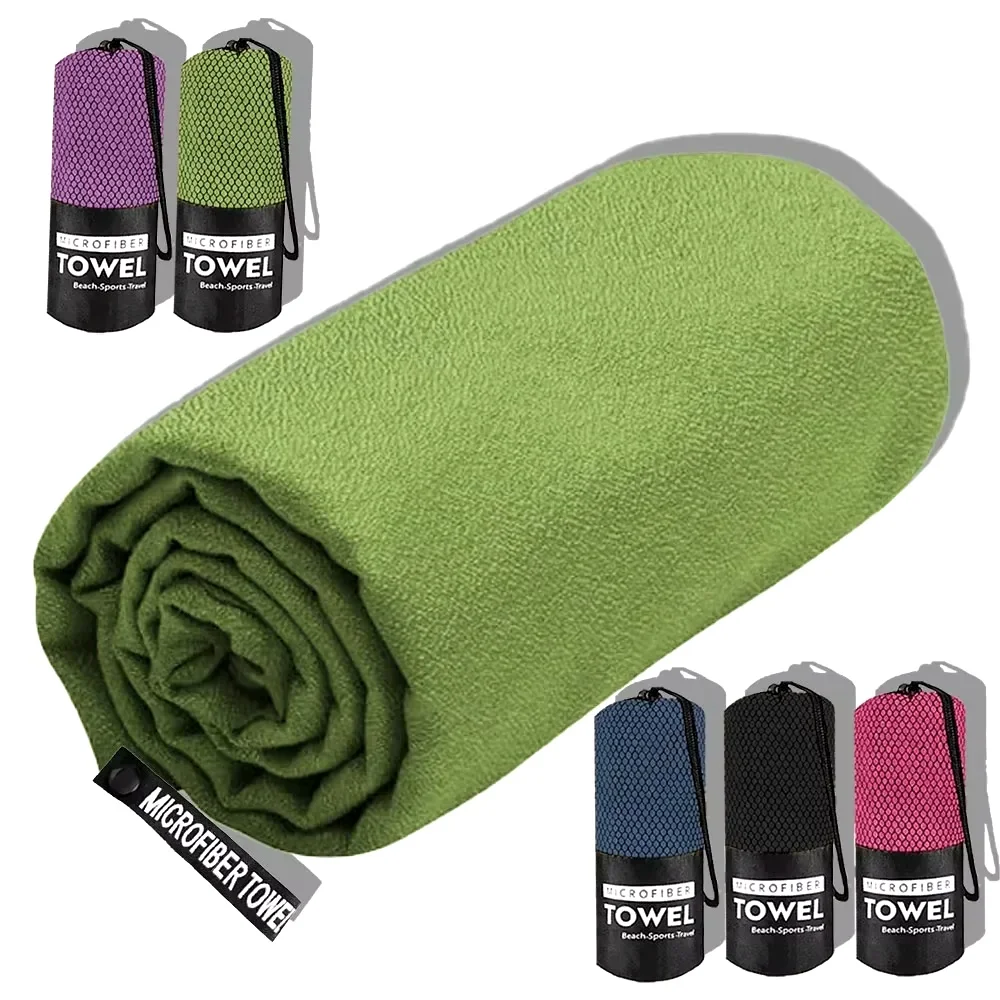 Soft Solid Color Microfiber Towels Quick-Drying Fitness Swimming Pool Lightweight Travel Outdoor Sports Towel Sets