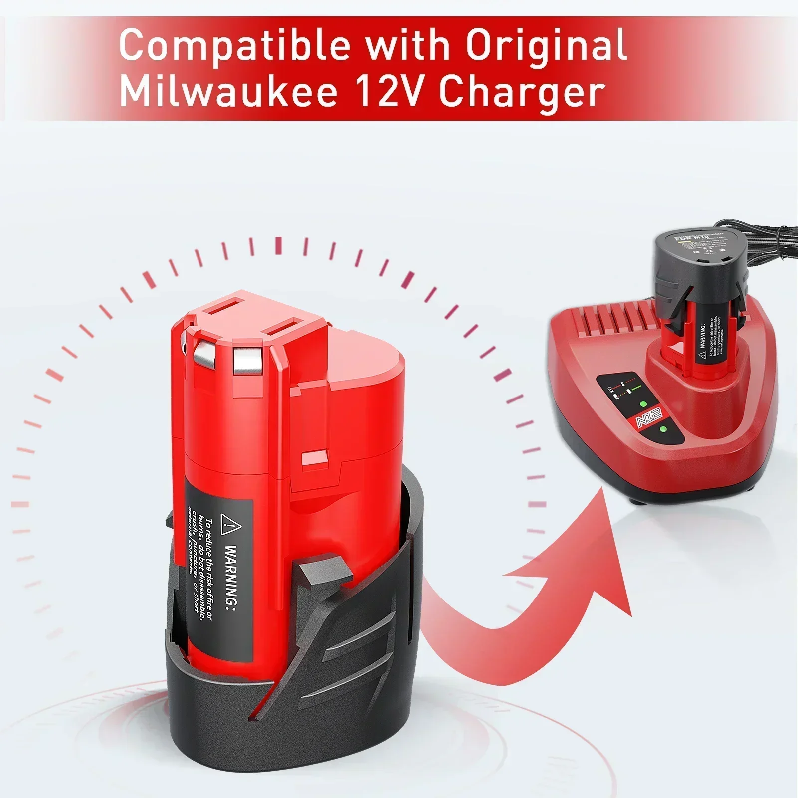 10 kusů 3000 mAh dobíjecí baterie pro Milwaukee M12 pro 12V akumulátorové nářadí 48-11-2402 48-11-2411 48-11-2401 MIL-12A-LI - náhled 4