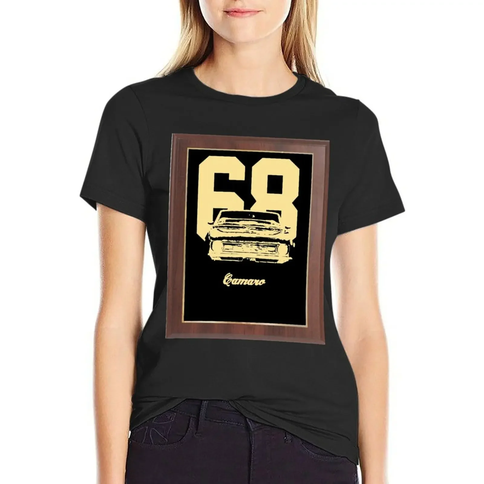 

1968 Camaro Grill View Fan Trophy plaque T-Shirt funnys blacks plus sizes funny t-shirt dress for Women sexy