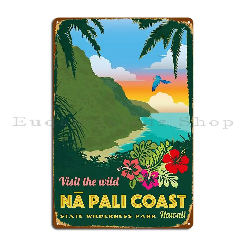 Vintage Style Napali Coast Travel Poster Metal Sign Printed Personalized Garage Living Room Pub Tin Sign Poster