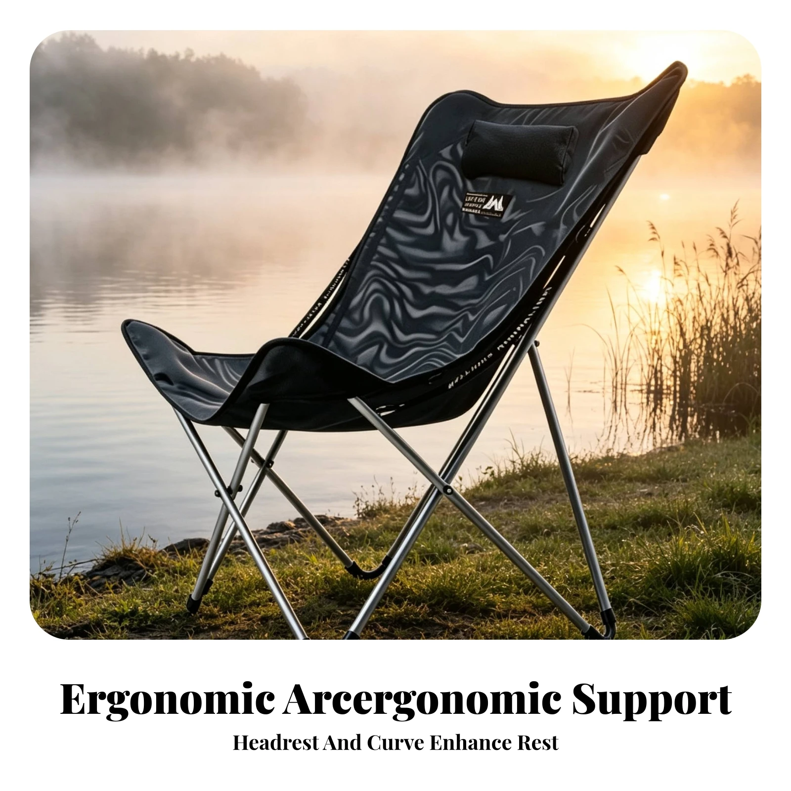 Moon Chair with Pillow Portable Moon Chair Furniture Sturdy Breathable for Campers, Camping, Fishing