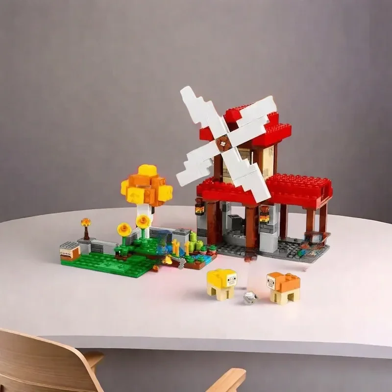 Conjuntos de tijolos compatíveis meu mini mundo série de jogos blocos de construção a fazenda moinho de vento brinquedos infantis montagem presentes 21262