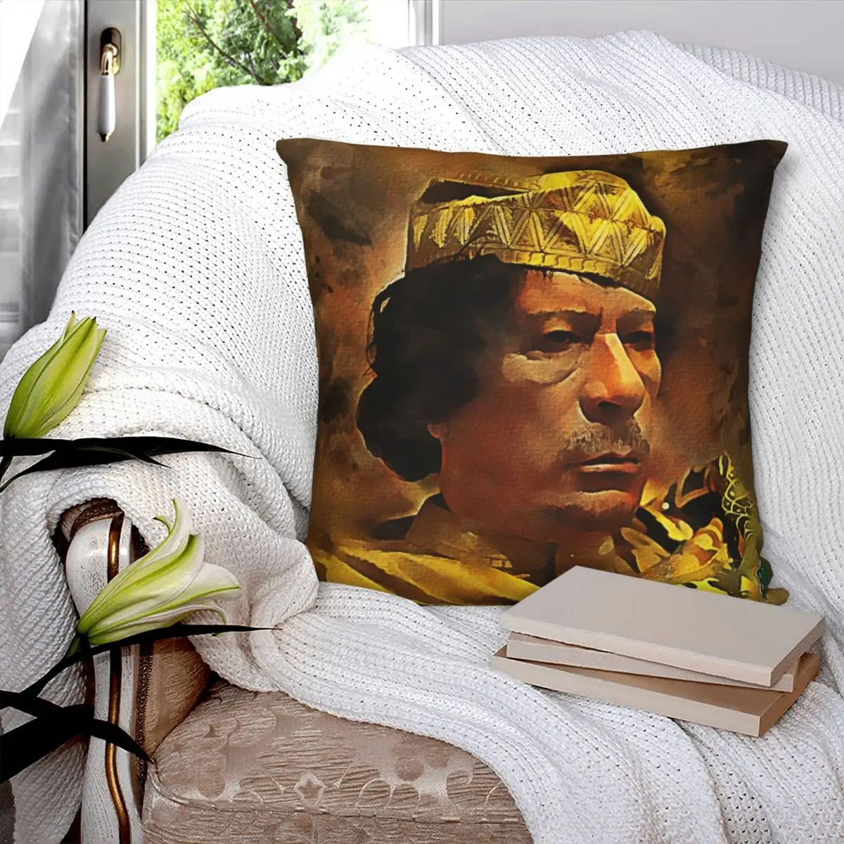 معمر القذافي المخدة البوليستر الكتان المخملية نمط البريدي ديكور كيس وسادة وسادة السيارة غطاء #3