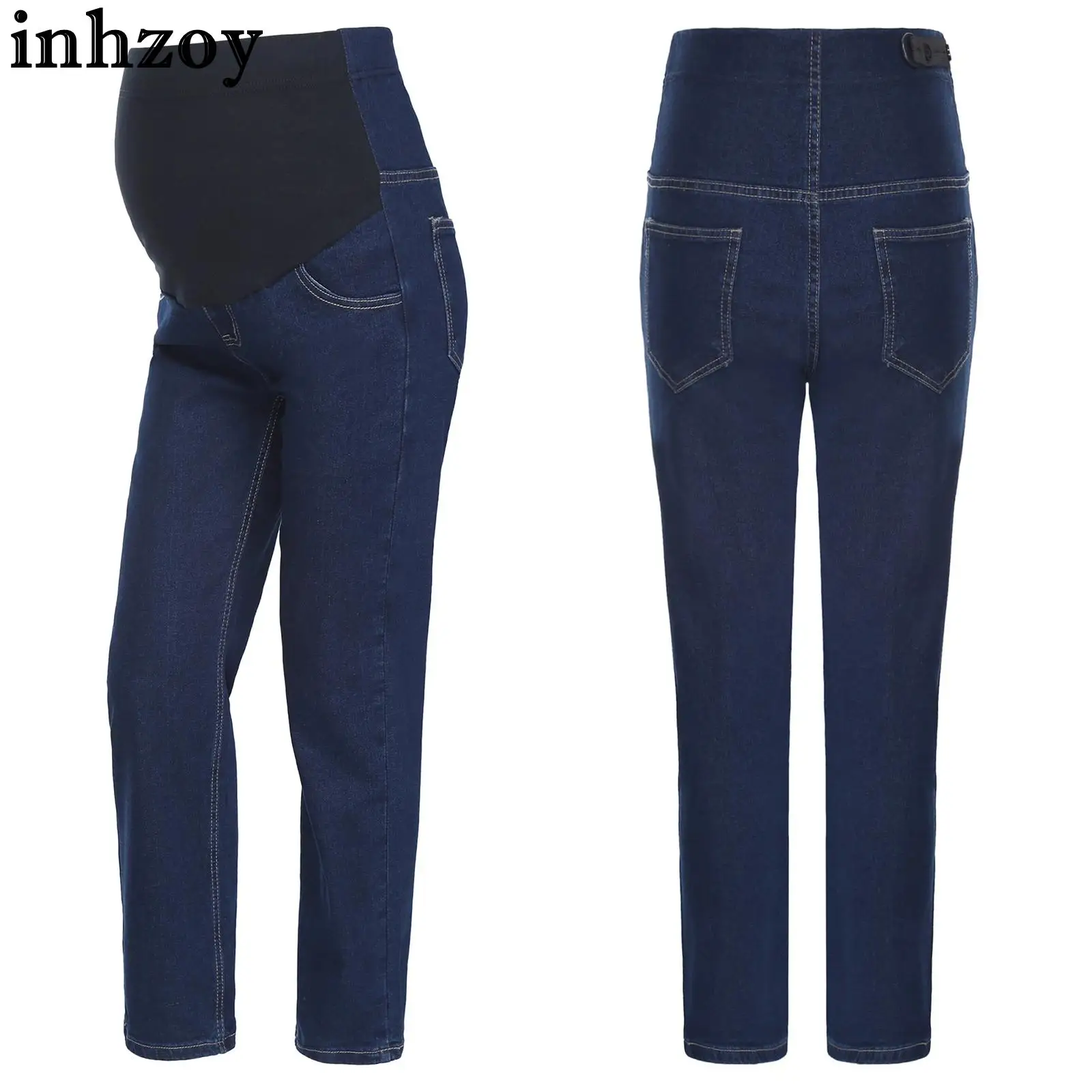 

Повседневные укороченные джинсы для беременных с высокой талией и поддержкой живота и бедер, джинсовые брюки, повседневная рабочая вечеринка, уличная одежда