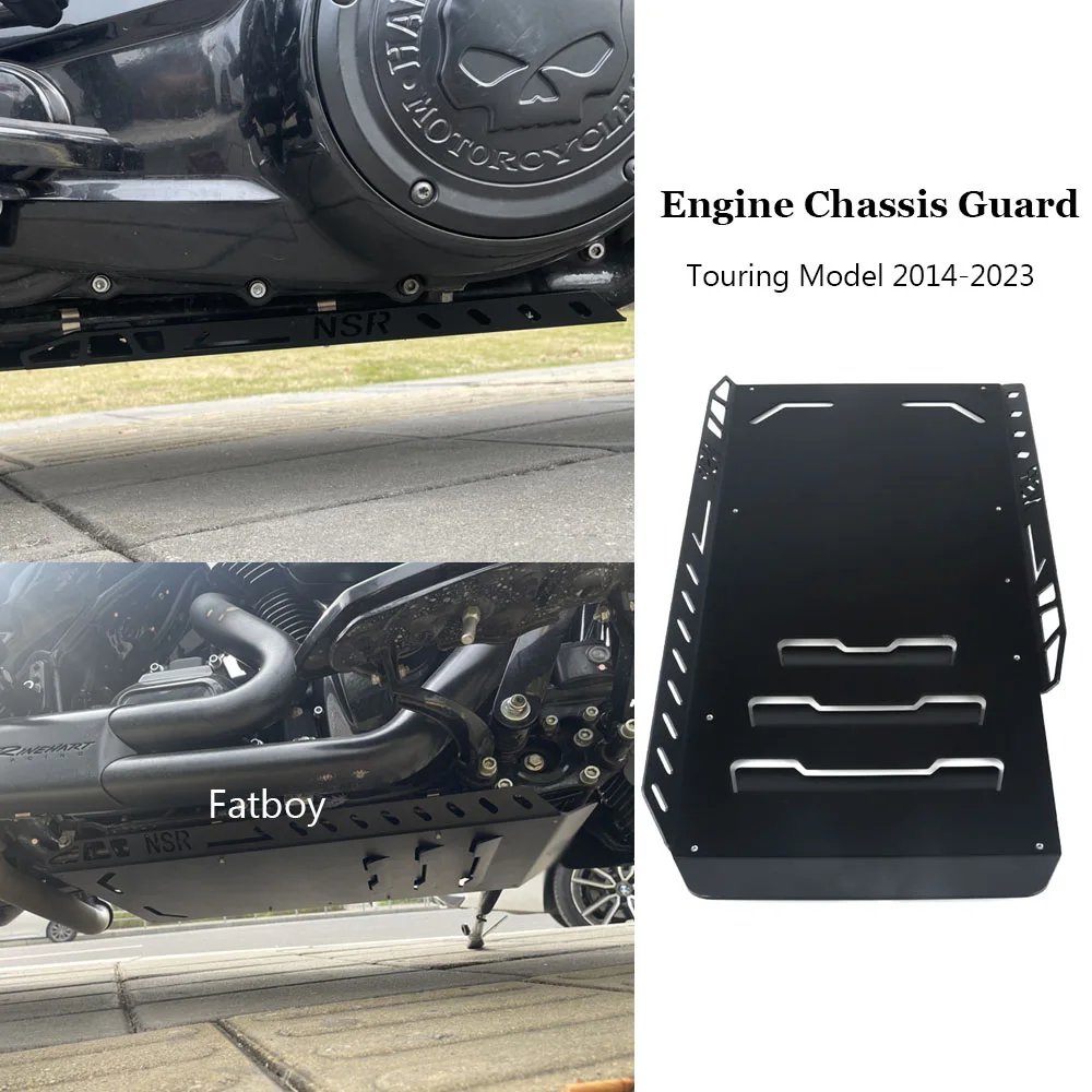 For Harley Touring Model 2014-2023 2022 Engine Guard Base Chassis Protection Skid Plate Lower Black Aluminium CVO Road Glide