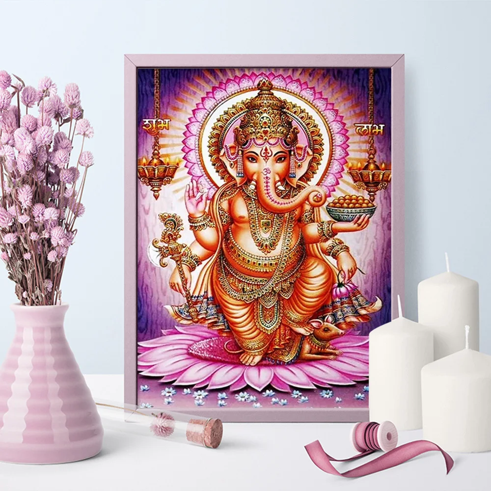 YSCOLOR Diamond Painting Ganesh Lotus Indien 30x40cm - Kit Complet
