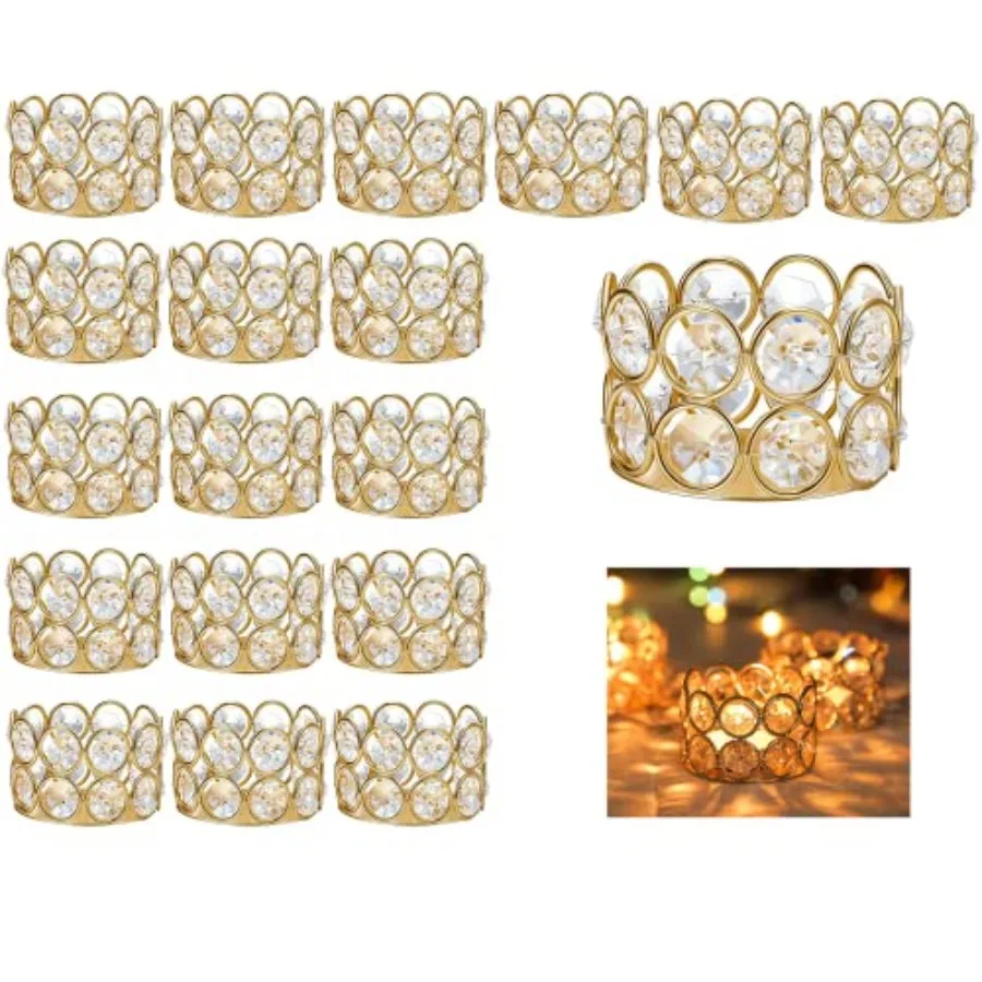 

Pack of Crystal Tea Lamp Candlesticks Bowl Tealight Candle Holders Decoration Jewelry Votive Candles Table Centerpieces Diwali